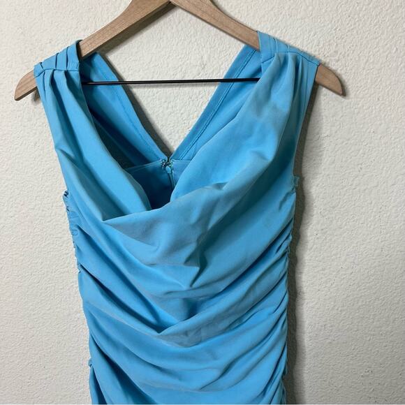 Heiress Beverly Hills Blue Corset Draped Dress Off Shoulder Women’s Size L - Picture 5 of 8